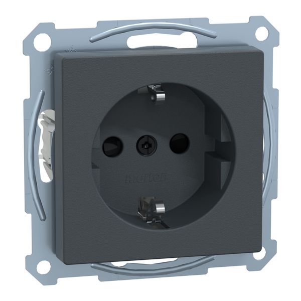 SCHUKO socket-outlet, shutter, screwless terminals, anthracite, System M image 2