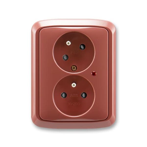 5593A-C02357 R2 Double socket outlet with earthing pins, shuttered, with turned upper cavity, with surge protection image 2