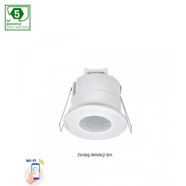 PIR SENSOR 360DEG 1,2KW 6M RECESSED IP20 230V WI-FI/BT SPECTRUM SMART image 1