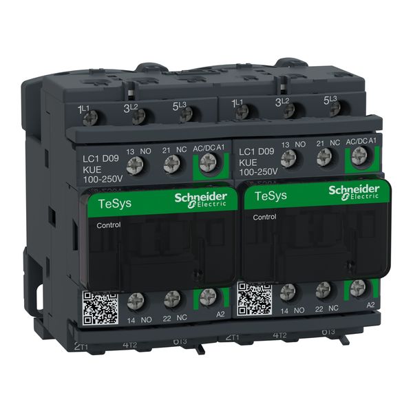 TeSys Deca reversing contactor - 3P - = 440 V - 9 A AC-3 - 100...250 V AC/DC coil image 2