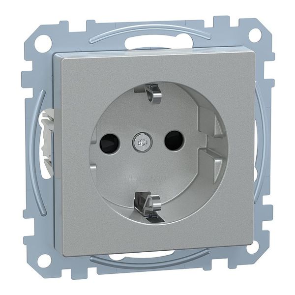 SCHUKO socket with dryer marking, touch protection, plug-in terminals, aluminum, system M image 1