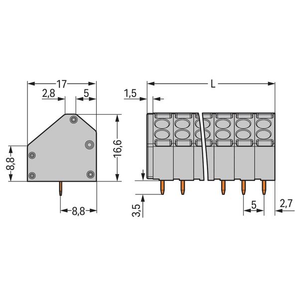 816-102 2-conductor PCB terminal block; 1.5 mm²; Pin spacing 5 mm image 4