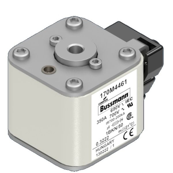 Fuse-link, high speed, 350 A, AC 690 V, size 1, 53 x 69 x 51 mm, aR, IEC, UL, type K indicator, flush end, M8 image 2