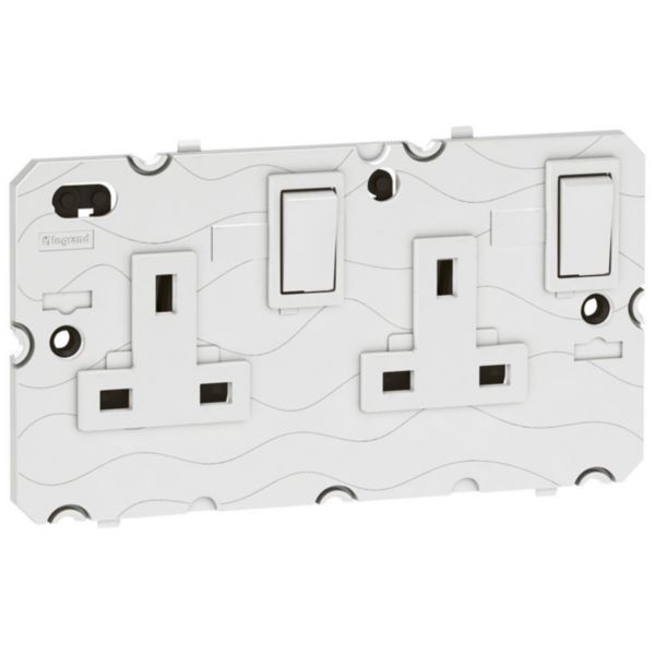 Arteor 2 Gang 13A Double Pole Switched Socket Outlet White image 1