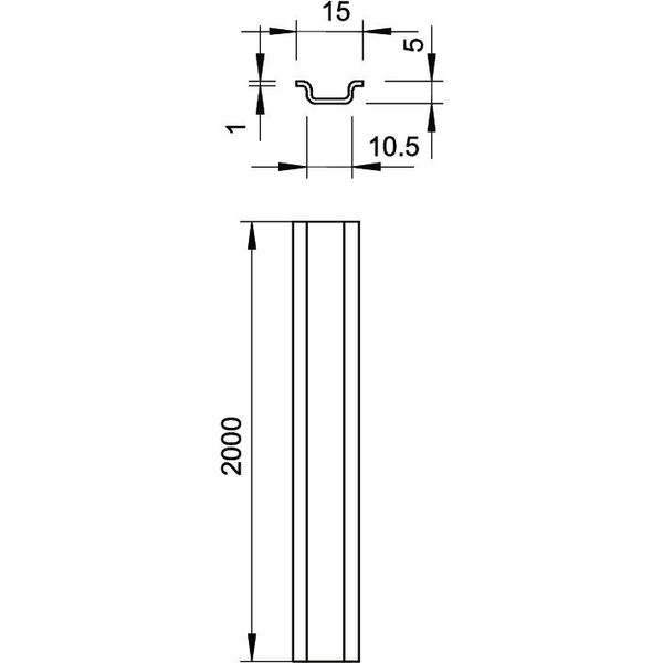 46277 GTP Top hat rail unperforated 2000x15x5 image 2