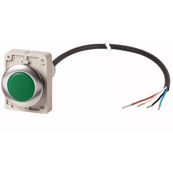 Indicator light, Flat, Cable (black) with non-terminated end, 4 pole, 3.5 m, Lens green, LED green, 24 V AC/DC image 1