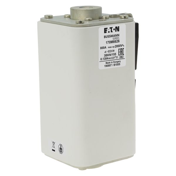 Fuse-link, high speed, 800 A, AC 2000 V, size 3, 74 x 90 x 155 mm, aR, IEC, single indicator image 12