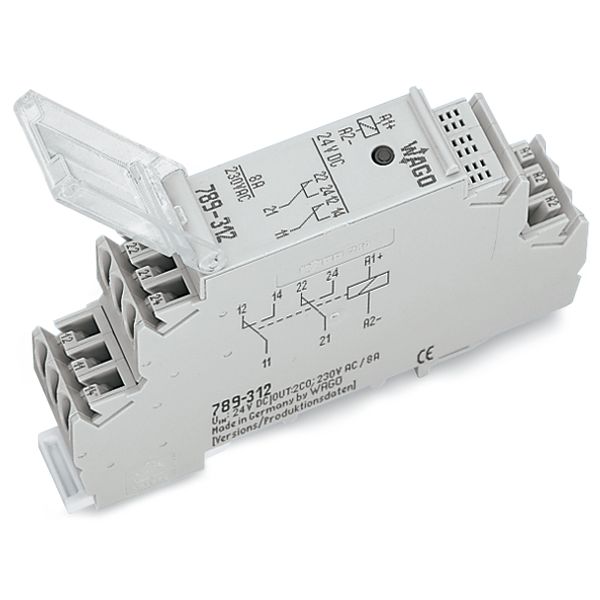 Relay module Nominal input voltage: 24 VDC 2 changeover contacts gray image 2