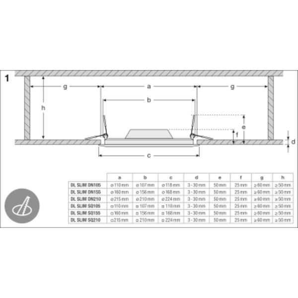 DOWNLIGHT SLIM SQUARE 210 18 W 3000 K WT image 5