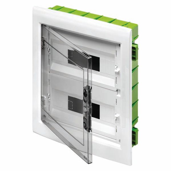 DISTRIBUTION BOARD - GREEN WALL - FOR MOBILE AND PLASTERBOARD WALLS - WITH SMOKED WINDOW PANEL AND EXTRACTABLE FRAME -  36 (18X2) MODULES IP40 image 2