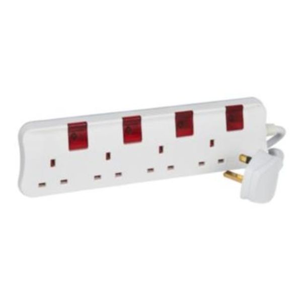 Multi-Outlet Extension Sockets British Standard 4X2P+E + 4 switches Illuminated British Standard plug + 5M cable length image 1