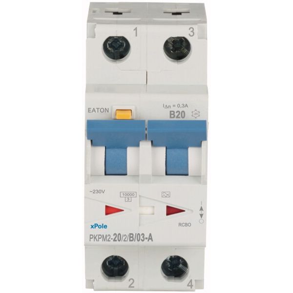 RCD/MCB combination, 20 A, 300 mA, MCB trip characteristic: B, 2p, RCD trip characteristic: A image 2