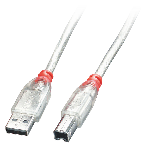 3m USB 2.0 Type A to B cable, transparent USB Type A Male to B Male High/Full/LowSpeed image 1