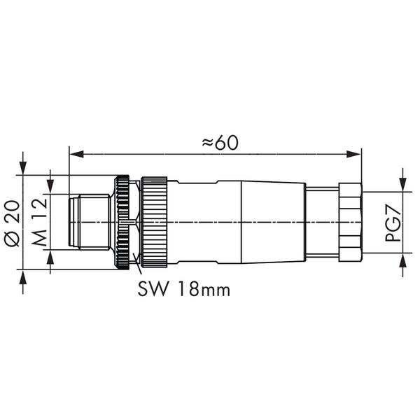 Fitted pluggable connector 4-pole M12 plug, straight, A-coded image 2