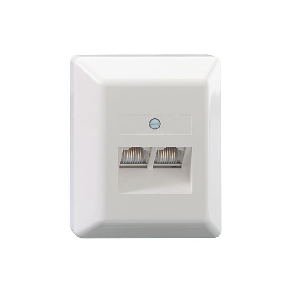 2-way UAE socket, surface-mounted, pure white (similar to RAL 9010) image 1