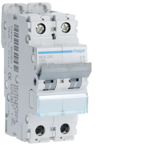 Circuit Breaker 2P 40A C 10/15kA 2M image 1