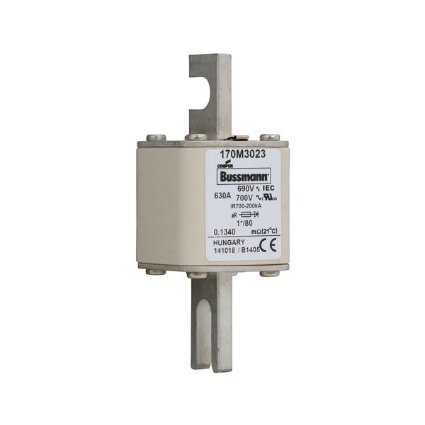 Fuse-link, high speed, 630 A, AC 690 V, compact DIN 1, 45 x 45 x 104 mm, aR, DIN, IEC, single indicator image 5