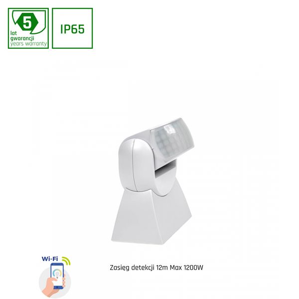 PIR SENSOR 180DEG 1,2KW 12M SURFACE IP65 230V WI-FI/BT SPECTRUM SMART image 1