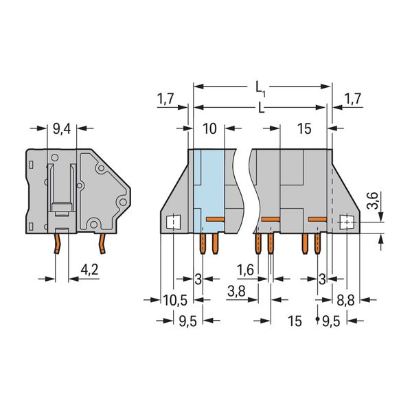 PCB terminal block 16 mm² Pin spacing 15 mm gray image 2