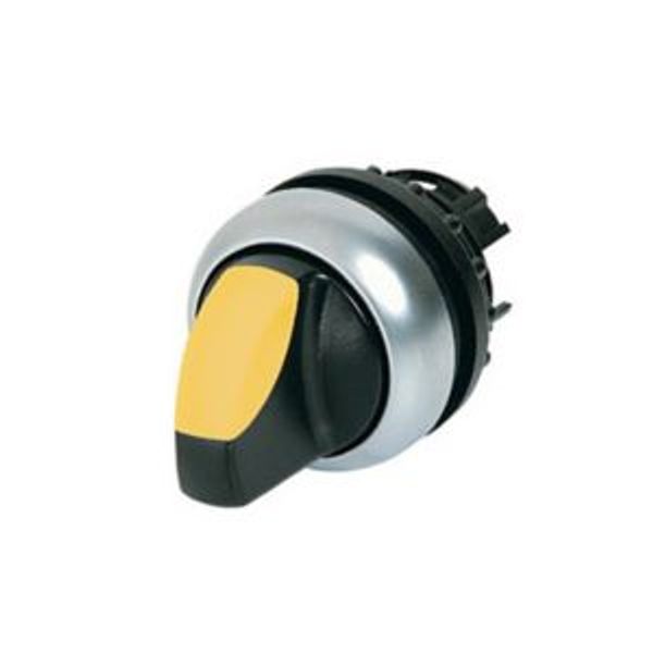 Illuminated selector switch actuator, RMQ-Titan, With thumb-grip, momentary, 2 positions, yellow, Bezel: titanium image 2