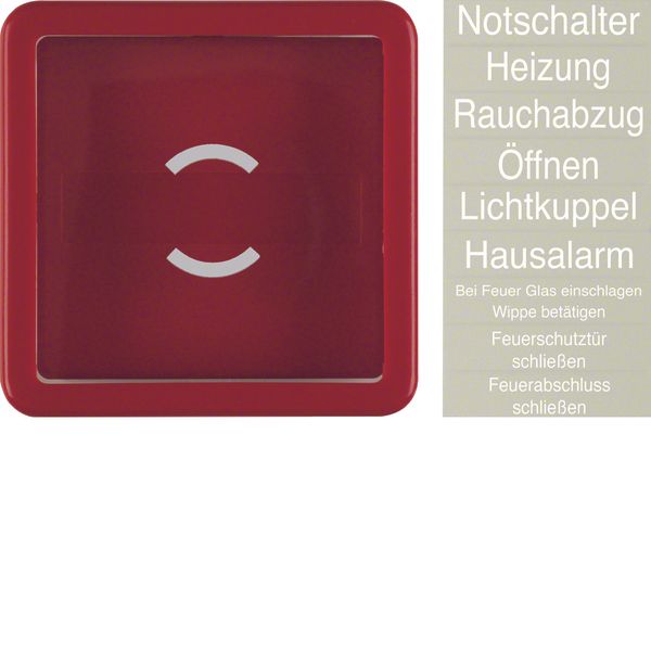 Centre plate glass plate, rocker, splash-proteced flush-mtd IP44, red  image 1