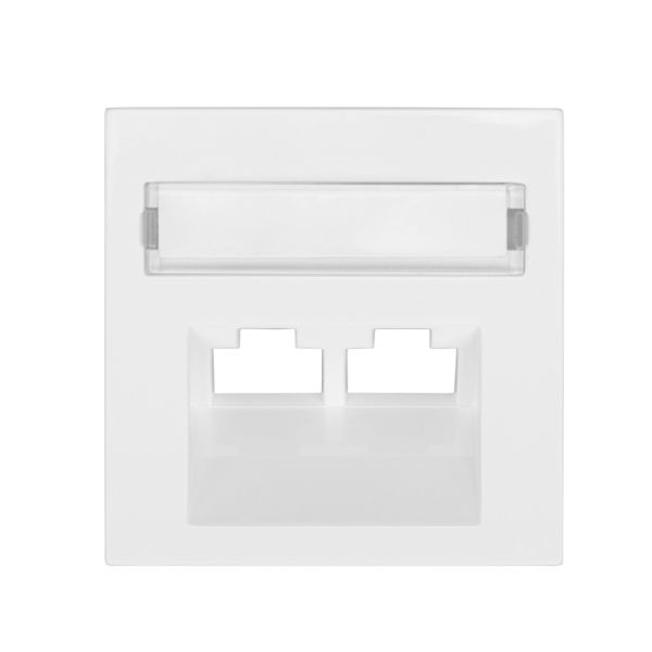 Cover for RJ45 UAE outlet, labelling window, 2-Port, white image 1