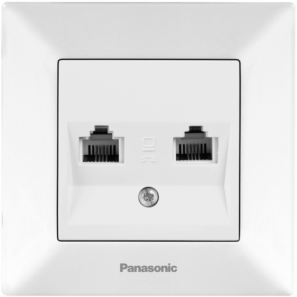 Arkedia White Two Gang Num Phone Socket (2xCAT3) image 1