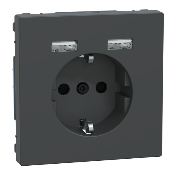 Merten - USB charger + schuko socket-outlet - 2.4A 16A - anthracite image 4