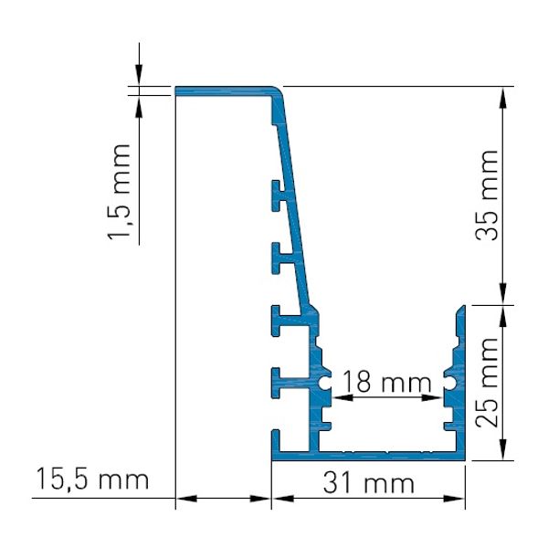 Aluminium profile TPB, L-2000mm W-46,5mm H-60mm image 2