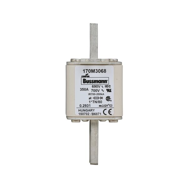 Fuse-link, high speed, 350 A, AC 690 V, compact DIN 1, 45 x 58 x 104 mm, aR, DIN, IEC, single indicator image 6