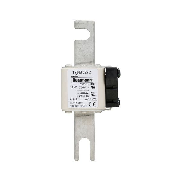 Fuse-link, high speed, 550 A, AC 690 V, compact DIN 1, 45 x 58 x 134 mm, aR, DIN, IEC, type K indicator, 110 mm centres image 10