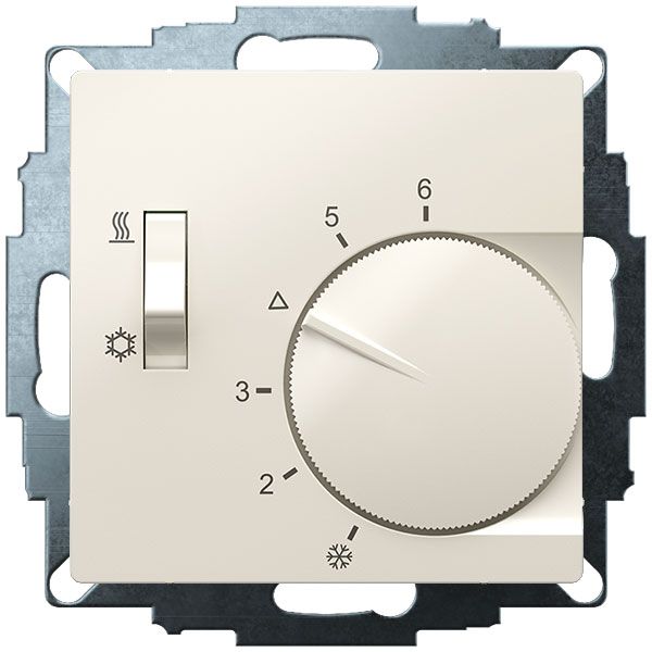 UP room controller, RAL1013 glossy 55x55, 5-30C, AC 230V, 1CO, 10A/5A, heating/cooling switch image 1