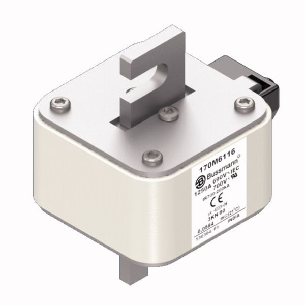 Fuse-link, high speed, 1250 A, AC 690 V, DIN 3, 76 x 92 x 109 mm, aR, DIN, IEC, single indicator image 2