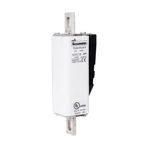 Fuse-link, high speed, 63 A, DC 1500 V, 01XL, 43 x 193 mm, gPV, IEC, UL, with indicator, bolted image 14