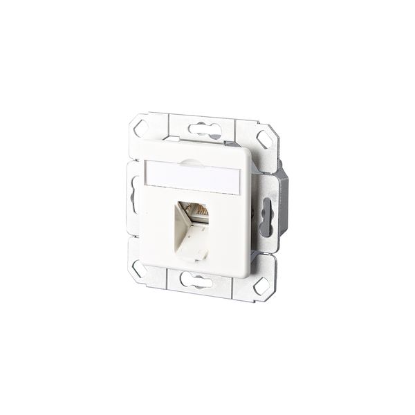 E-DAT C6 1 port flush mounted trunking installation pure white image 1