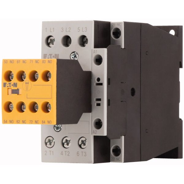 Safety contactor, 380 V 400 V: 15 kW, 2 N/O, 3 NC, RDC 24: 24 - 27 V DC, DC operation, Screw terminals, with mirror contact. image 3