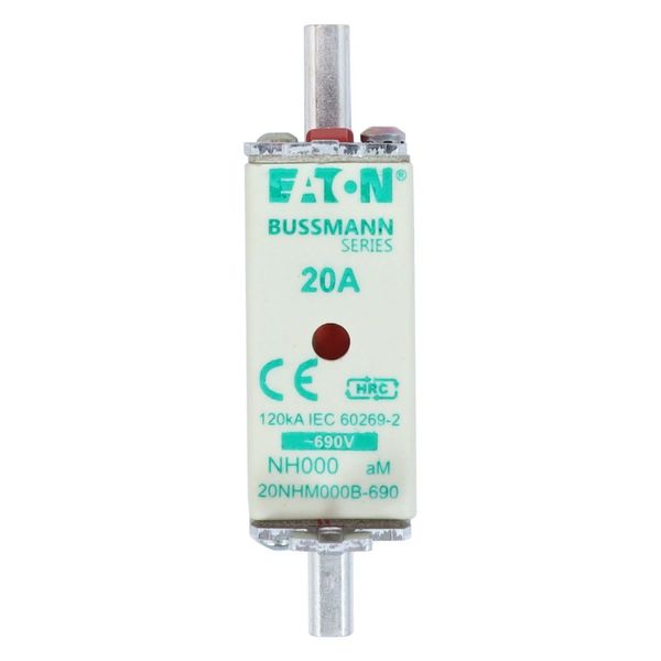 Fuse-link, LV, 20 A, AC 690 V, NH000, aM, IEC, dual indicator, live gripping lugs image 20