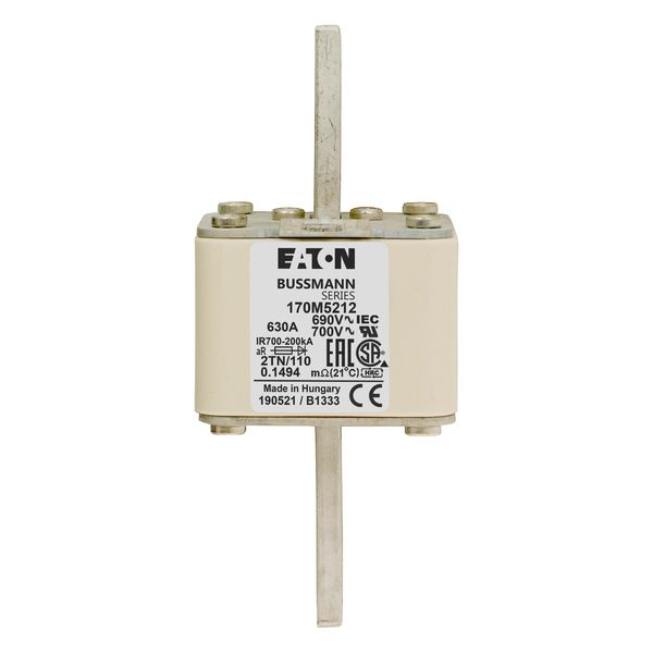 Fuse-link, high speed, 630 A, AC 690 V, DIN 2, 61 x 75 x 138 mm, aR, DIN, IEC, single indicator image 8