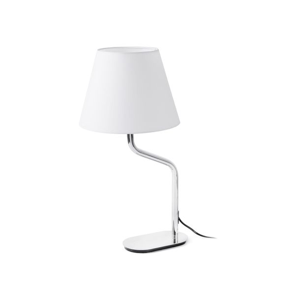 ETERNA CHROME TABLE LAMP WHITE LAMPSHADE image 1