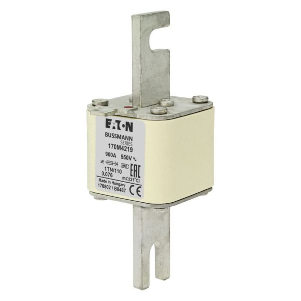 Fuse-link, high speed, 900 A, AC 550 V, DIN 1, 53 x 69 x 108 mm, aR, DIN, IEC, single indicator image 6