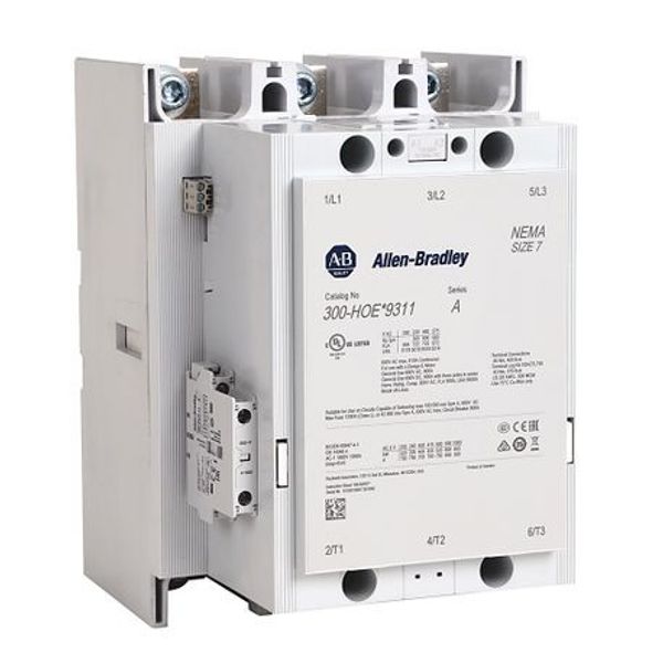 Allen-Bradley 300-HOED9311 300 NEMA Contactor, Size 7, 100-250V 50-60 Hz/100-250V DC With 24V DC PLC Interface, 3 NO Poles, 1 N.O, 1 N.C. Auxiliary Contact, Screw Terminals image 1