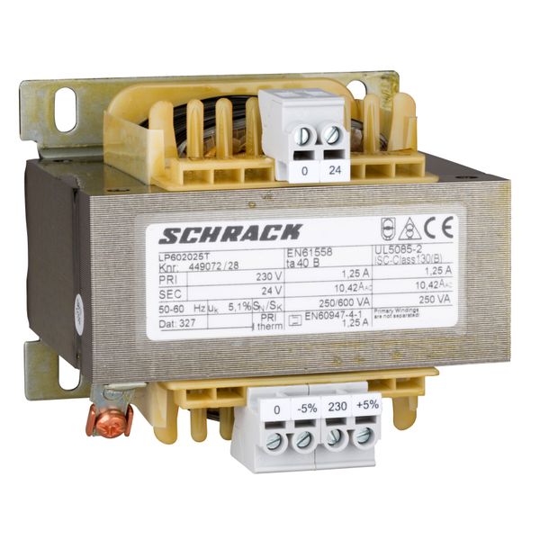 Single Phase Control Transformer 230V/24V, 250VA, IP00 image 1