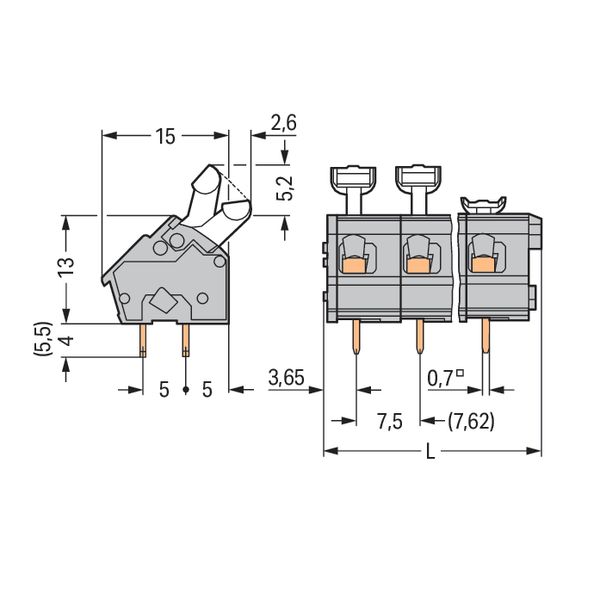 PCB terminal block push-button 2.5 mm², gray image 2