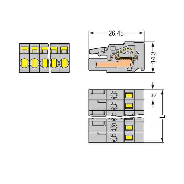 1-conductor female connector CAGE CLAMP® 2.5 mm² gray image 5