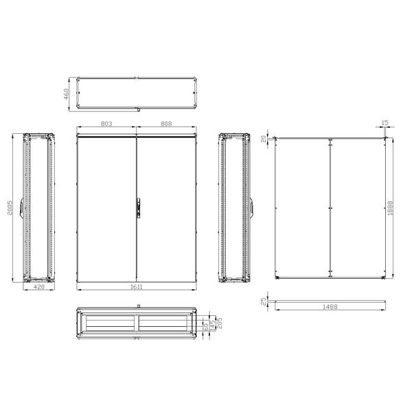 Modular enclosure 2 door IP54 H=2000 W=1600 D=400 mm image 3