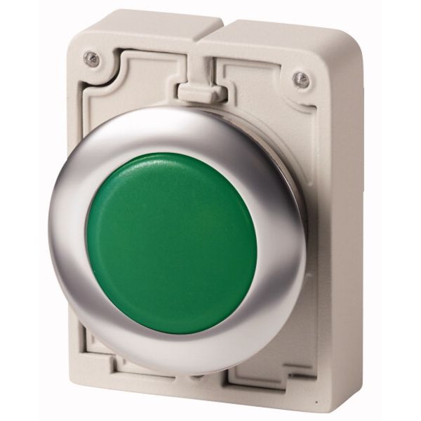 Indicator light, RMQ-Titan, flat, green, Front ring stainless steel image 1