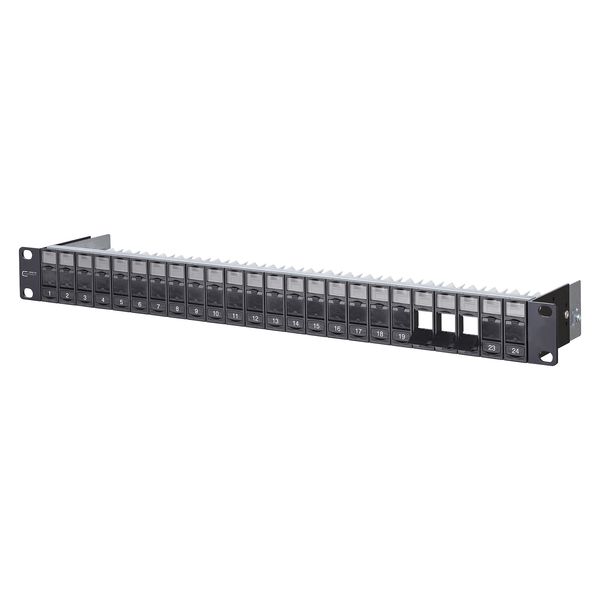 Modul 19 inch module frame 1RU 24 port black unequipped, shielded image 1