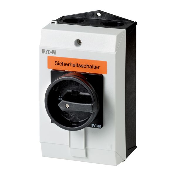 Safety switch, P1, 32 A, 3 pole, 1 N/O, 1 N/C, STOP function, With black rotary handle and locking ring, Lockable in position 0 with cover interlock, image 45