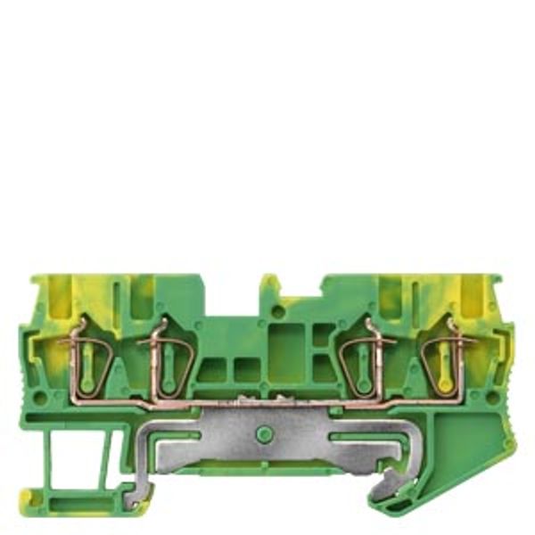 Terminal, spring-loaded terminal, 4 clamping points, PE/PEN terminal, 1.5 mm², green-yellow image 1