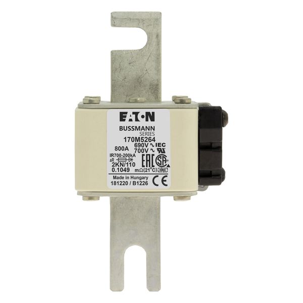 Fuse-link, high speed, 800 A, AC 690 V, DIN 2, 61 x 77 x 138 mm, aR, DIN, IEC, single indicator image 9